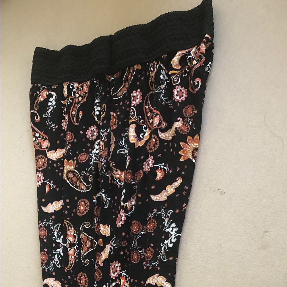 Multi colored pants wide leg rayon like material